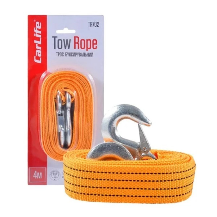 Трос буксирувальний CARLIFE TR702 3 т 4 м в блистері