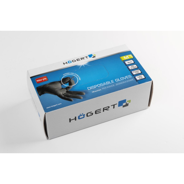 Нитриловые одноразовые перчатки с алмазной текстурой черные XL 100 штук WUSSOW (HT5K774-XL)